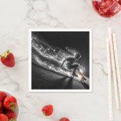 ネオン10代のライトが付いたスケートボードの少年 スタンダードカクテルナプキン (インサイチュ)