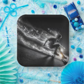 ネオン10代のライトが付いたスケートボードの少年 ペーパープレート (パーティー)