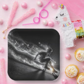 ネオン10代のライトが付いたスケートボードの少年 ペーパープレート (パーティー)