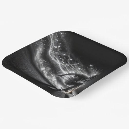 ネオン10代のライトが付いたスケートボードの少年 ペーパープレート (傾斜あり)