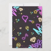 ネオン10代の若者13歳の誕生日パーティー 招待状 (裏面)