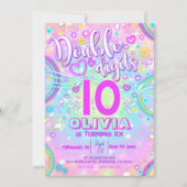 ネオン10誕生日招待状2桁 招待状 (正面)