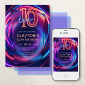 ネオン10誕生日招待状 招待状