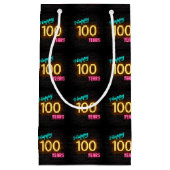 ネオン100歳の誕生日サイン スモールペーパーバッグ (正面)