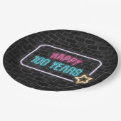 ネオン100誕生日マーキーオンブリック紙プレート ペーパープレート (アングル)