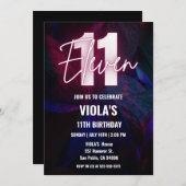 ネオン11誕生日 招待状 (正面/裏面)