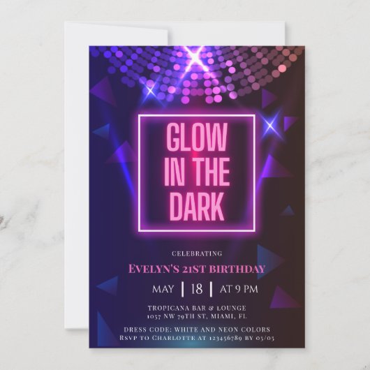 ネオン21歳の誕生日を暗黒のパーティー 招待状 (正面)