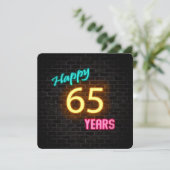 ネオン65誕生日白熱［赤熱］光を放つサインオンブリック 招待状 (スタンド正面)