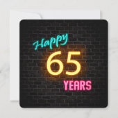 ネオン65誕生日白熱［赤熱］光を放つサインオンブリック 招待状 (正面)