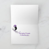 ネオン70th誕生日のサインと花火のバルーン カード (内部)