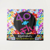 ネオン80のテーマ |40とフライヒップホップ40歳の誕生日 タペストリー (正面(横))