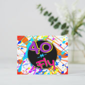 ネオン80のテーマ |40とフライヒップホップ40歳の誕生日 ポストカード (スタンド正面)