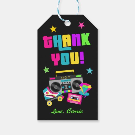 ネオン80の誕生日パーティーメッセージカード ギフトタグ (正面)