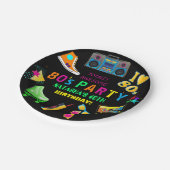 ネオン80の誕生日パーティー ペーパープレート (アングル)