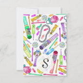 ネオン80年代の90年代レトロのおもしろいなキャンデーパターン サンキューカード (裏面)