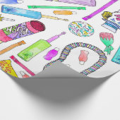 ネオン80年代の90年代レトロのおもしろいなキャンデーパターン ラッピングペーパー (角)