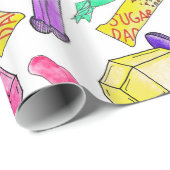 ネオン80年代の90年代レトロのおもしろいなキャンデーパターン ラッピングペーパー (ロールコーナー)