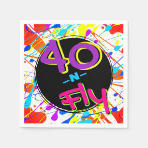 ネオン80年代ヒップホップ 40歳の誕生日おめでとう スタンダードカクテルナプキン