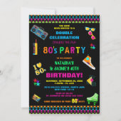 ネオン80'sジョイント誕生日パーティー 招待状 (正面)