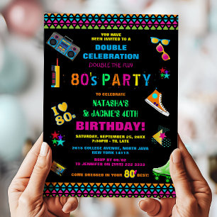 ネオン80'sジョイント誕生日パーティー 招待状