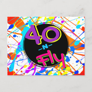 ネオン80's テーマ 40歳でも飛ぶ ヒップホップ40歳誕生日 ポストカード