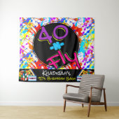 ネオン80's テーマ | 40歳  フライ ヒップホップ 40歳の誕生日 タペストリー (インサイチュ(横))