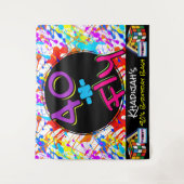 ネオン80's テーマ | 40歳  フライ ヒップホップ 40歳の誕生日 タペストリー (正面)