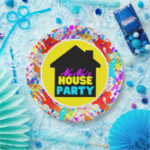 ネオン90のレトロヒップホップテーマハウスパーティー カラフル ペーパープレート (パーティー)