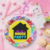 ネオン90のレトロヒップホップテーマハウスパーティー カラフル ペーパープレート (パーティー)