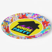 ネオン90のレトロヒップホップテーマハウスパーティー カラフル ペーパープレート (アングル)