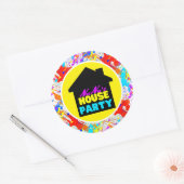 ネオン90のレトロヒップホップテーマハウスパーティー カラフル ラウンドシール (封筒)