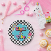 ネオン90年代レトロエイトはヴィベ8誕生日 ペーパープレート (パーティー)
