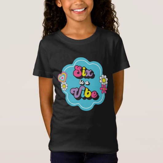 ネオン90年代レトロ6はヴィベ6誕生日 Tシャツ (正面)
