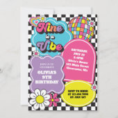 ネオン90年代レトロ9はヴィベ9誕生日 招待状 (正面)