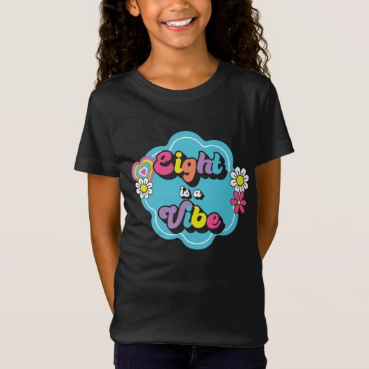 ネオン90'sレトロな8はビブ 8歳の誕生日 tシャツ (正面)
