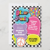 ネオン90sレトログロー誕生日 招待状 (正面)