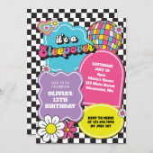 ネオン90sレトロスリープバー誕生日 招待状 (正面/裏面)