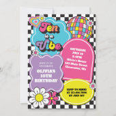 ネオン90sレトロテンはヴィベ誕生日 招待状 (正面)