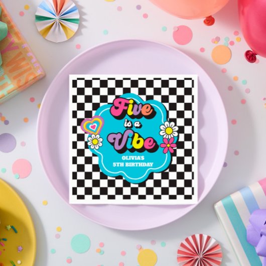 ネオン90sレトロ5はヴィベ5番誕生日 スタンダードカクテルナプキン