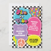 ネオン90sレトロ5はヴィベ5番誕生日 招待状 (正面)