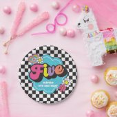 ネオン90'sレトロ5歳の誕生日 ペーパープレート (パーティー)