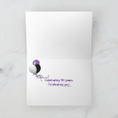 ネオン90th誕生日のサインと花火のバルーン カード (内部)