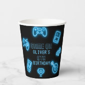 ネオン いつでも ビデオゲーム お誕生日 紙コップ (正面)