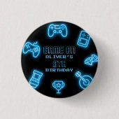ネオン いつでも ビデオゲーム お誕生日 缶バッジ (正面)