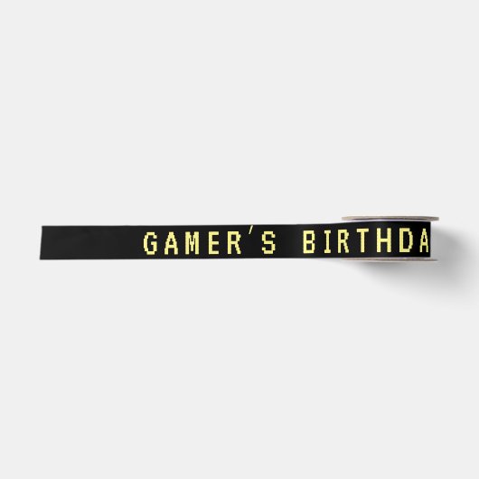 ネオン いつでも ビデオゲーム アーケード 誕生日 サテンリボン (正面)