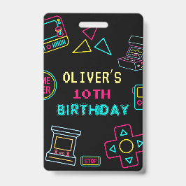 ネオン いつでも ビデオゲーム アーケード 誕生日 バッジ