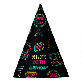 ネオン いつでも ビデオゲーム アーケード 誕生日 パーティーハット