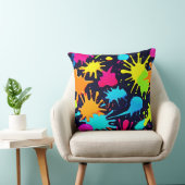 ネオン（ばちゃばちゃ）跳ねるアート：鮮やか抽象芸術表現主義 クッション (椅子)