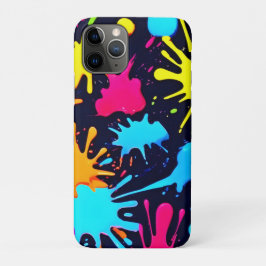 ネオン（ばちゃばちゃ）跳ねるアート：鮮やか抽象芸術表現主義 iPhone 11 PROケース