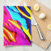 ネオン（ばちゃばちゃ）跳ねるデザイン キッチンタオル (四つ折り)